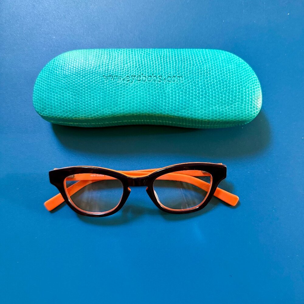 Eyebobs Reading Glasses 2267 75 Geek Girl, +2 Magnification, Black on Orange